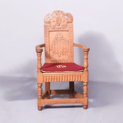 A Carved Oak Throne Chair