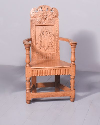 A Carved Oak Throne Chair - Image 10