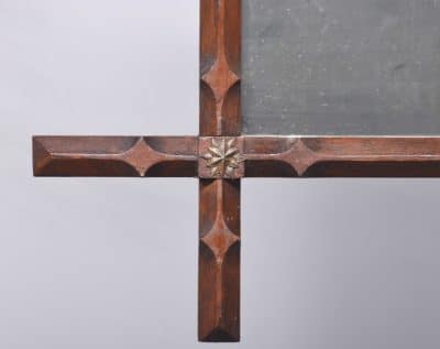 Decorative Pair of Gothic Style, Oak-Framed Brass Mounted Victorian Mirrors - Image 3