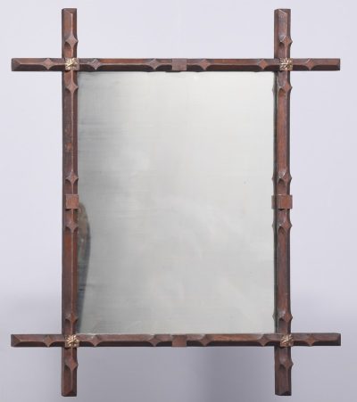 Decorative Pair of Gothic Style, Oak-Framed Brass Mounted Victorian Mirrors - Image 7