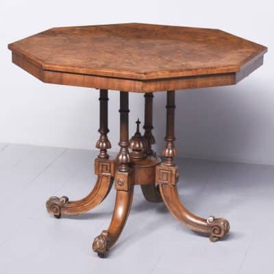 Quality Mid-Victorian Octagonal Burr-Walnut Centre Table