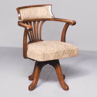 Late Victorian Tapestry Upholstered Revolving Office or Captain’s Chair