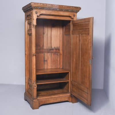 Rare Carved 19th Century Quality Gothic Cupboard in Quarter-Cut Oak - Image 10