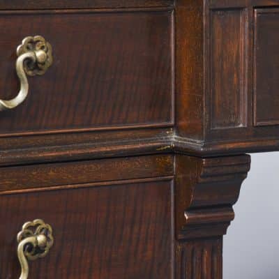Large Late Victorian Chinese Chippendale-Style Mahogany Breakfront Desk - Image 4