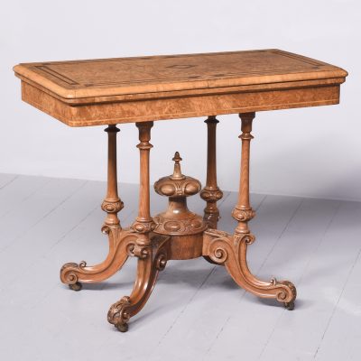 Victorian Burr Walnut, Amboyna inlaid Card Table