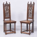 Pair of Gothic Style Carved Oak Chairs Antique Chairs
