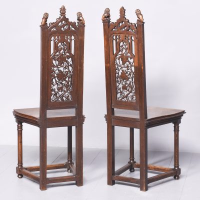 Pair of Gothic Style Carved Oak Chairs - Image 11