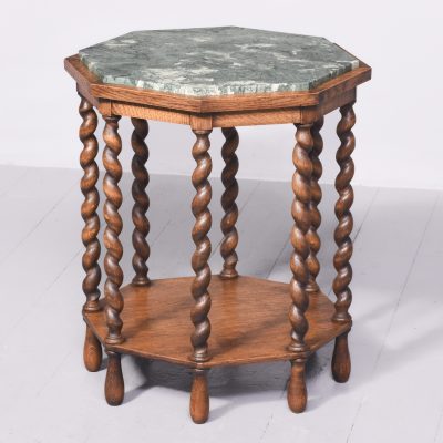 Marble Top Octagonal Oak Table
