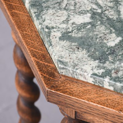 Marble Top Octagonal Oak Table - Image 3