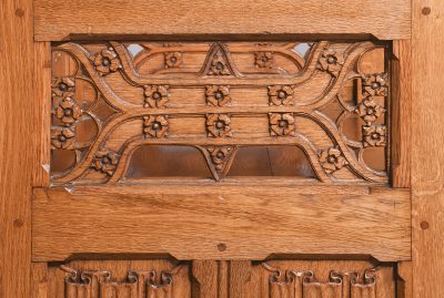 Oak Gothic Revival Hall Seat - Image 3