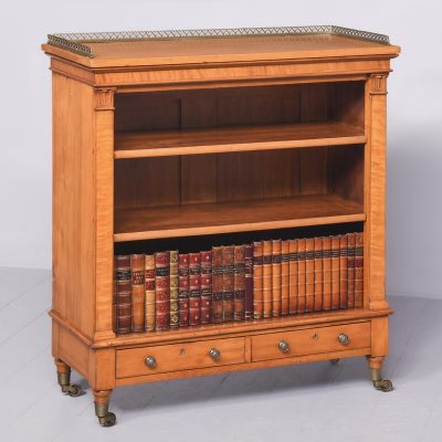 George IV Satinwood and Brass Mounted Open Bookcase - Image 9