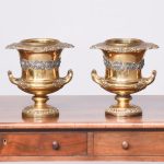 Pair of Gilded Willian IV Campana Shaped Wine Coolers Antique Collectibles