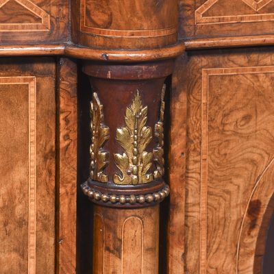 Quality Inlaid Burr Walnut Victorian Bow-End Credenza - Image 3