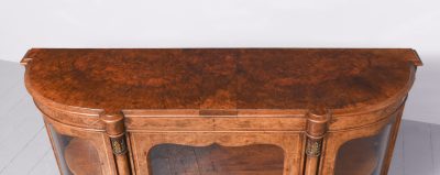 Quality Inlaid Burr Walnut Victorian Bow-End Credenza - Image 7