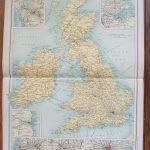 RARE 120 year old Map RAILWAYS of British Isles Colour Trains 1904 Very detailed Antique Maps