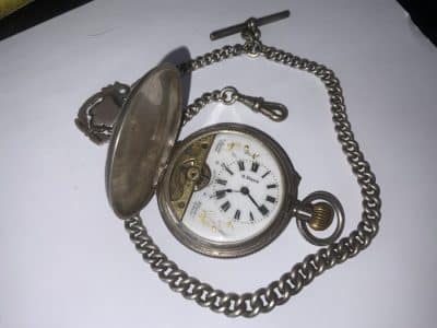 POCKET WATCH & CHAIN FULL HUNTER SOLID SILVER - Image 11