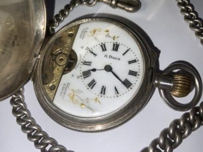 POCKET WATCH & CHAIN FULL HUNTER SOLID SILVER - Image 2