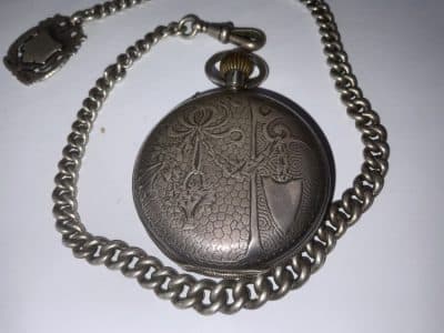 POCKET WATCH & CHAIN FULL HUNTER SOLID SILVER - Image 4