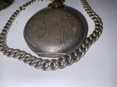 POCKET WATCH & CHAIN FULL HUNTER SOLID SILVER - Image 7