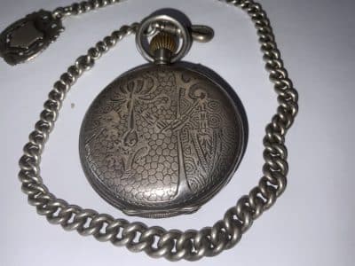 POCKET WATCH & CHAIN FULL HUNTER SOLID SILVER - Image 8