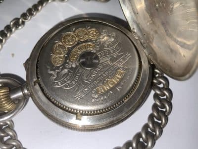 POCKET WATCH & CHAIN FULL HUNTER SOLID SILVER - Image 9
