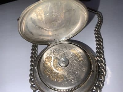 POCKET WATCH & CHAIN FULL HUNTER SOLID SILVER - Image 10
