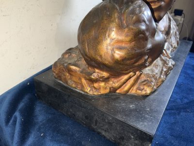 MOTHER & CHILD BRONZE ON MARBLE FRENCH 19TH CENTURY ART NOUVEA - Image 4
