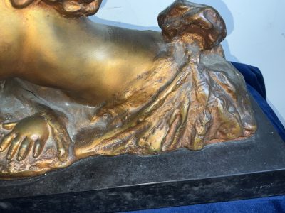 MOTHER & CHILD BRONZE ON MARBLE FRENCH 19TH CENTURY ART NOUVEA - Image 5