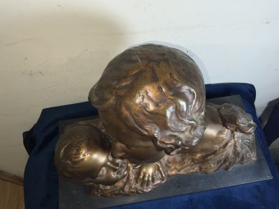 MOTHER & CHILD BRONZE ON MARBLE FRENCH 19TH CENTURY ART NOUVEA - Image 6