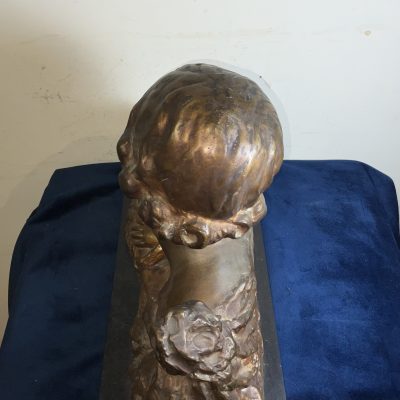 MOTHER & CHILD BRONZE ON MARBLE FRENCH 19TH CENTURY ART NOUVEA - Image 9