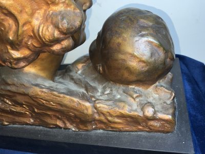 MOTHER & CHILD BRONZE ON MARBLE FRENCH 19TH CENTURY ART NOUVEA - Image 12