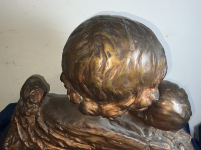 MOTHER & CHILD BRONZE ON MARBLE FRENCH 19TH CENTURY ART NOUVEA - Image 14
