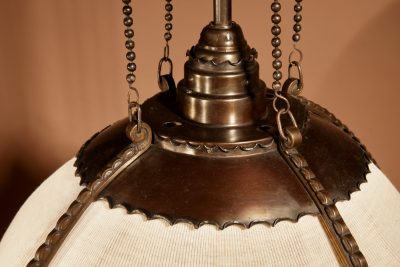 Amsterdam School Art nouveau / Art Deco Stylish Copper And Brass Hanging Light, circa 1900-20. - Image 6
