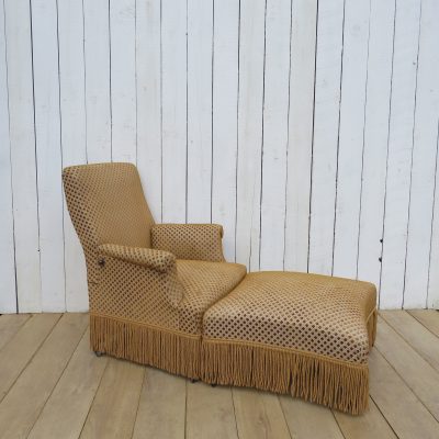 Antique French Napoleon III Armchair & Stool