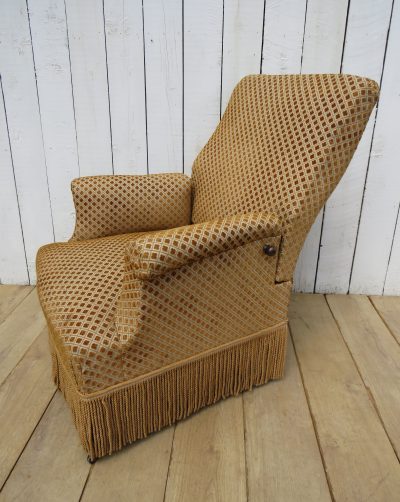 Antique French Napoleon III Armchair & Stool - Image 3