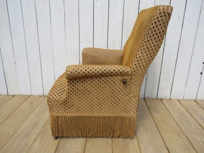Antique French Napoleon III Armchair & Stool - Image 8