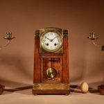 Art Nouveau/Deco Gustav Serrurier-Bovy (1858-1910) A Rare Oak And Brass Clock Garniture, Circa 1900-10. Clock Garniture Antique Clocks