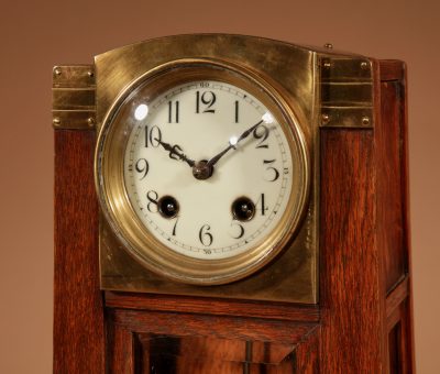 Art Nouveau/Deco Gustav Serrurier-Bovy (1858-1910) A Rare Oak And Brass Clock Garniture, Circa 1900-10. - Image 6