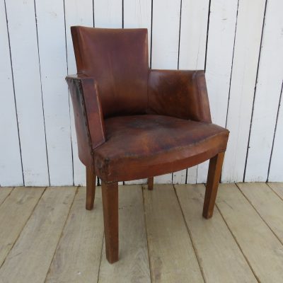 Art Deco French Leather Bridge Chair