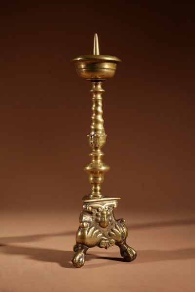 A Real Pair Of Original Southern Netherlands (Flemish) Brass Pricket Candle Sticks Circa 1680. - Image 3