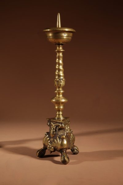 A Real Pair Of Original Southern Netherlands (Flemish) Brass Pricket Candle Sticks Circa 1680. - Image 4