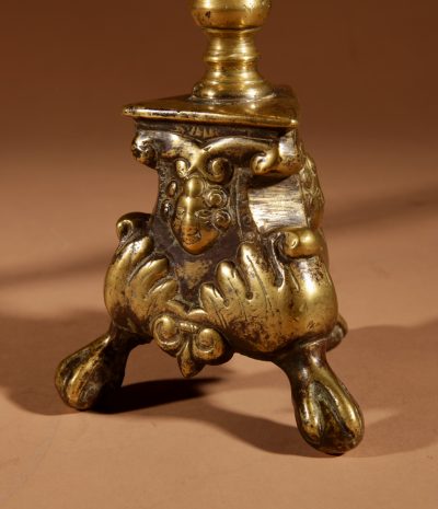 A Real Pair Of Original Southern Netherlands (Flemish) Brass Pricket Candle Sticks Circa 1680. - Image 5