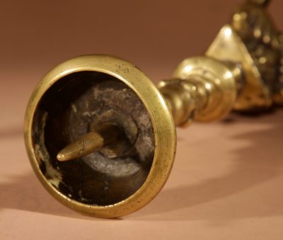 A Real Pair Of Original Southern Netherlands (Flemish) Brass Pricket Candle Sticks Circa 1680. - Image 10