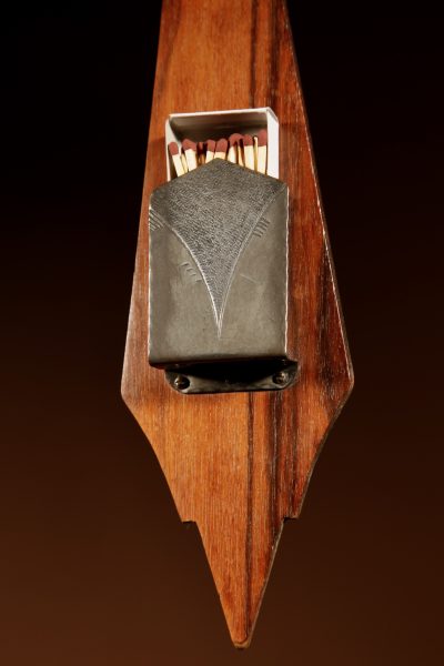 A Very Stylish Amsterdam School Madagascar Ebony Veneer And White metal Match box Holder. - Image 2