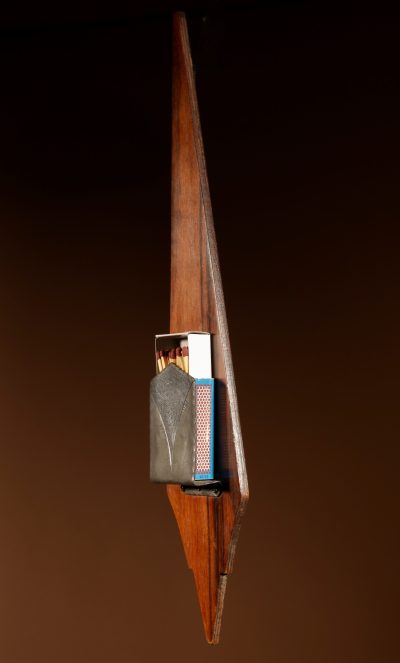 A Very Stylish Amsterdam School Madagascar Ebony Veneer And White metal Match box Holder. - Image 3