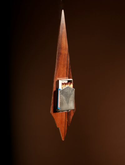A Very Stylish Amsterdam School Madagascar Ebony Veneer And White metal Match box Holder. - Image 5
