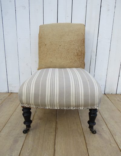 Antique French Scroll Top Napoleon III Slipper Chair - Image 2
