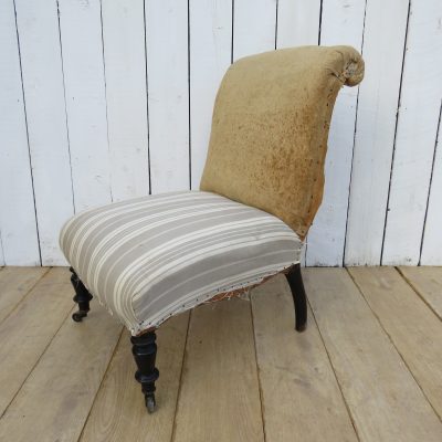 Antique French Scroll Top Napoleon III Slipper Chair