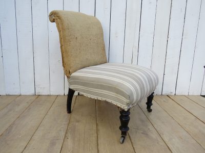Antique French Scroll Top Napoleon III Slipper Chair - Image 8