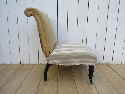 Antique French Scroll Top Napoleon III Slipper Chair - Image 5